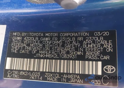 2020 Toyota C-Hr Limited from USA, damaged, VIN JTNKHMBX2L1083931